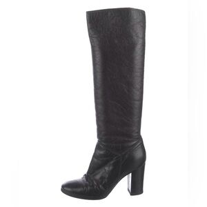Chanel Elegant Black Leather Knee-High Boots